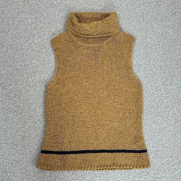 Jones New York Sleeveless Nylon Knit Turtleneck Sweater Tan Medium - Picture 12 of 12